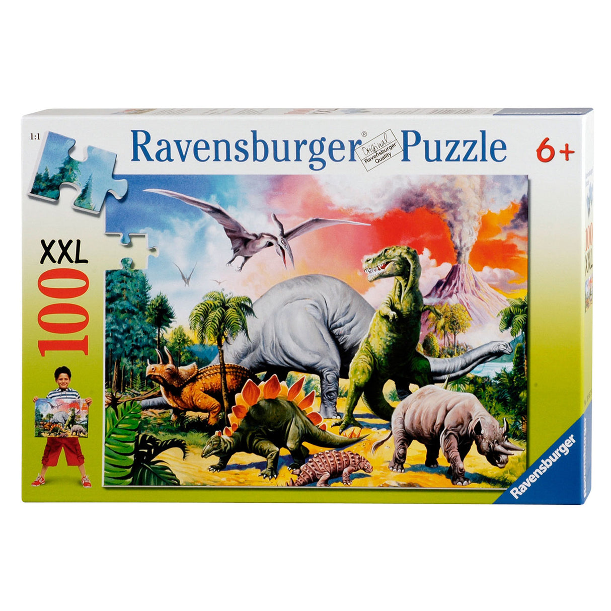 Uganka Ravensburger med koščki dinosov 100 xxl