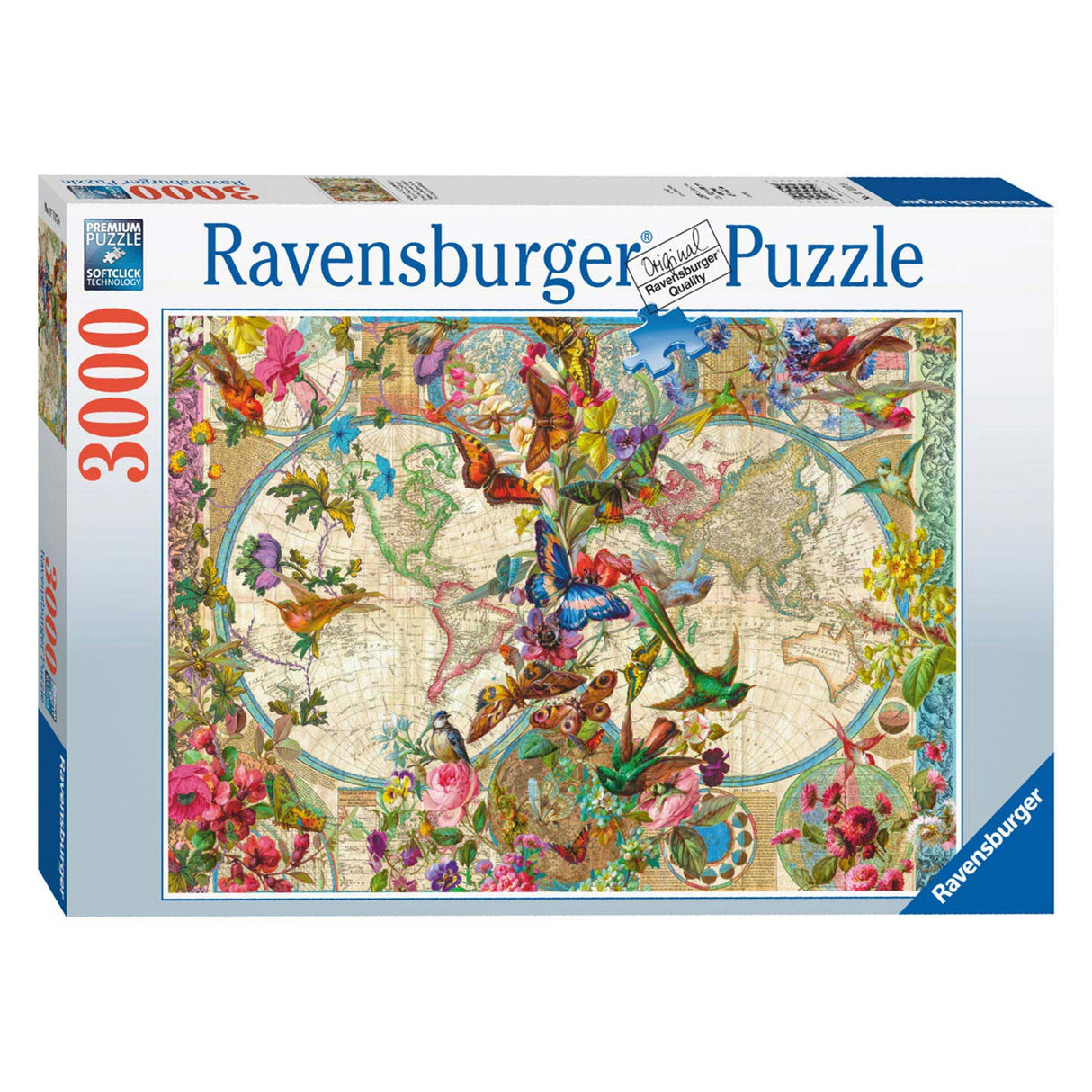 RAVENSBURGER puzzle flora e mappa del mondo, 3000st.