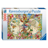 Ravensburger jigsaw puzzle flora and world map, 3000st.