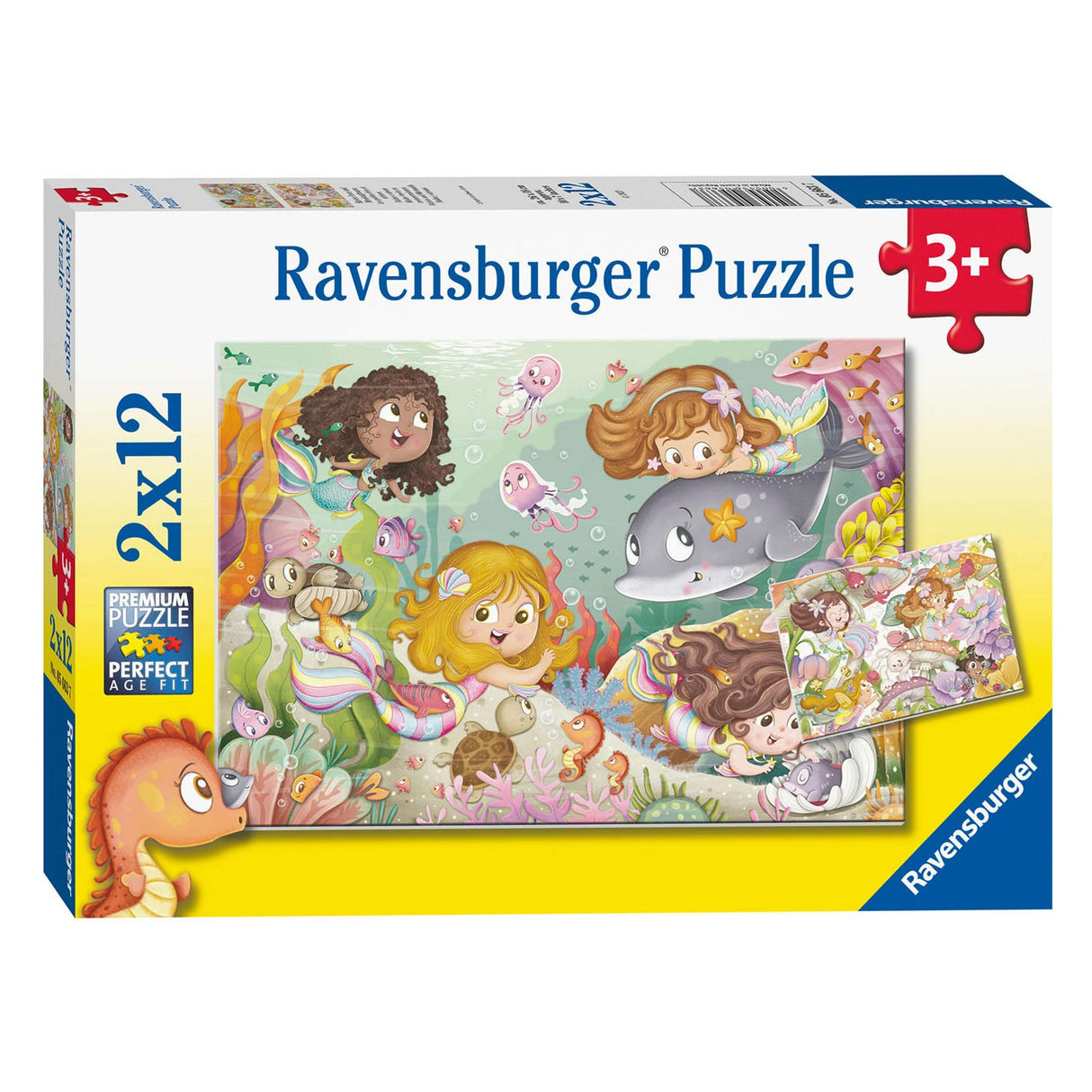 Ravensburger -Puzzle kleiner Gebühren und Meerjungfrau 2x12 Stücke