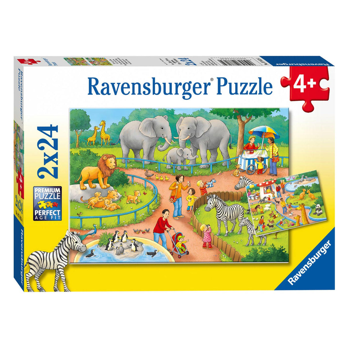 Ravensburger - Puslespil en dag i Zoo 2x24 -stykker