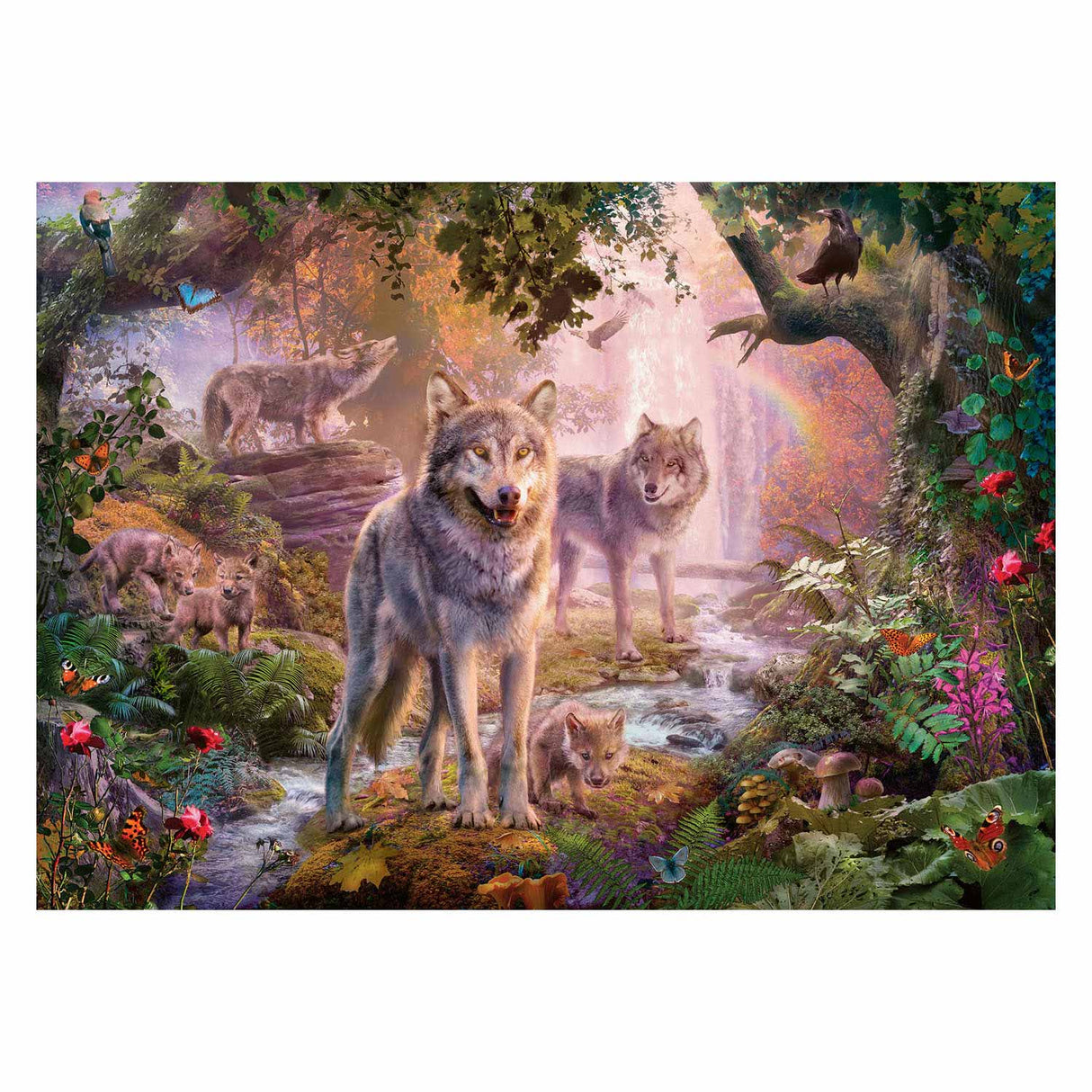 Ravensburger Puzzle Wolven družina poleti 1000st.