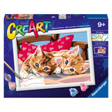 Ravensburger Creart Maleri på nummer to omfavnede katte