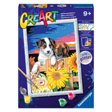 Ravensburger Creart Maleri ved nummer Sunset Dogs