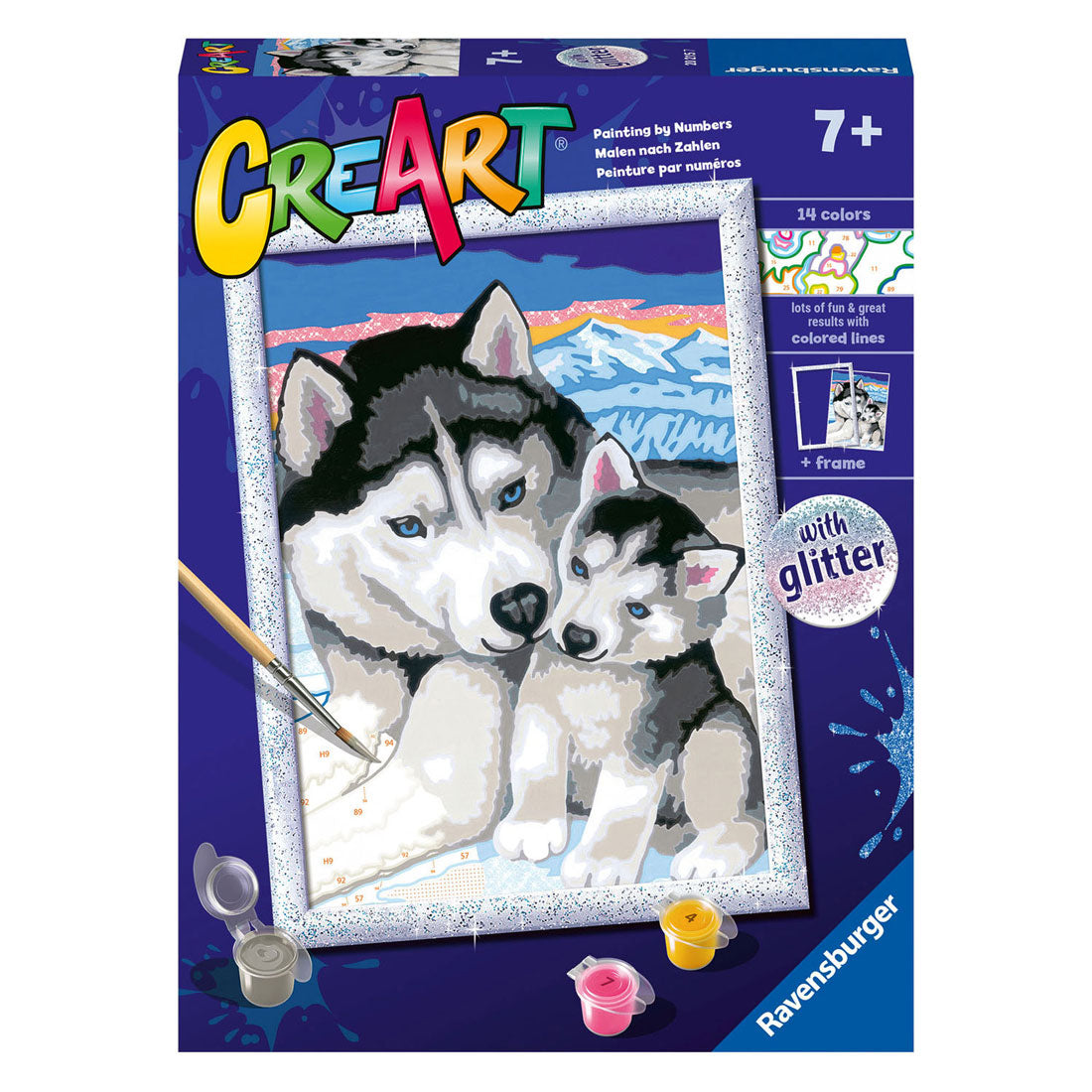 Ravensburger CreArt Schilderen op Nummer Schattige Huskies