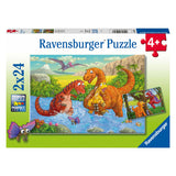 Ravensburger jigsaw puzzle playing dinos, 2x24st.