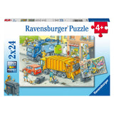 Ravensburger Jigsaw Puzzle Garbage Truck and Tow Truck, 2x24st.