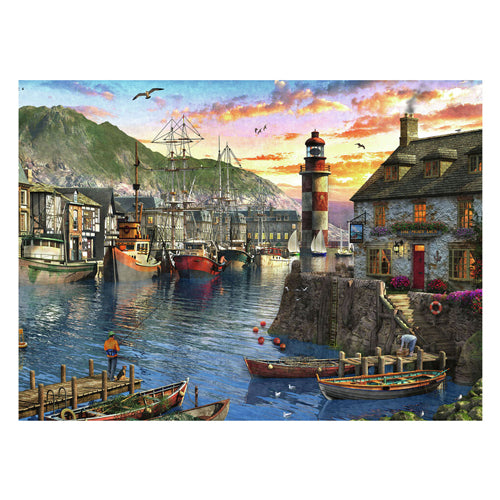 Ravensburger jigsaw puzzle in the morning at the harbor, 500st.