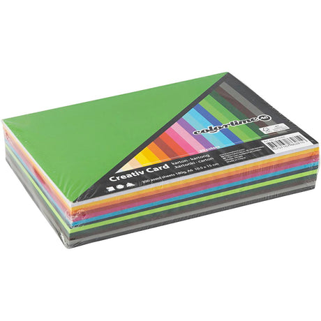Colortime faarwege Karton, A6, Blat 105x148 mm, 180 gr, verschidde Faarwen, 120 verschidde Blieder 1 Këscht