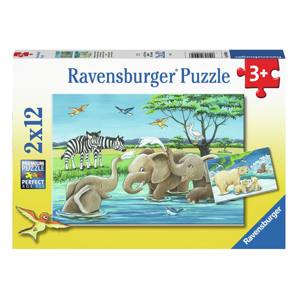 Ravensburger Jigsaw Puzzle Young Animals du monde entier, 2x12 PCS.