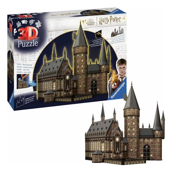 Ravensburger 3D Puzzel Harry Potter Hogwarts The Great Hall (Night Edition), 540st.