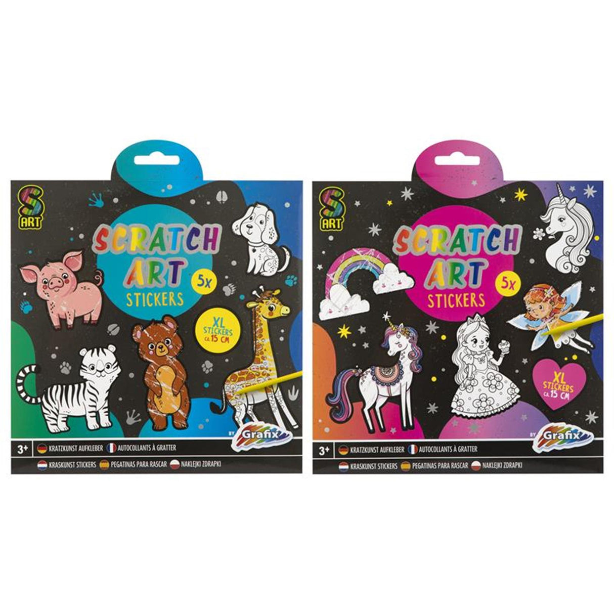 Grafix scratch art stickers - fantasy world, 6 pcs.