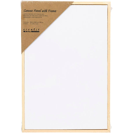 Creativ company canvas panel with frame, size 15.8x23.8 cm, 280 gr, white, 1 piece