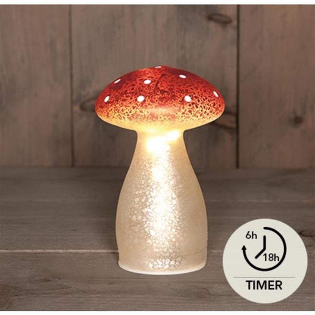 Anna's collection led mushroom glass with timer h15cm