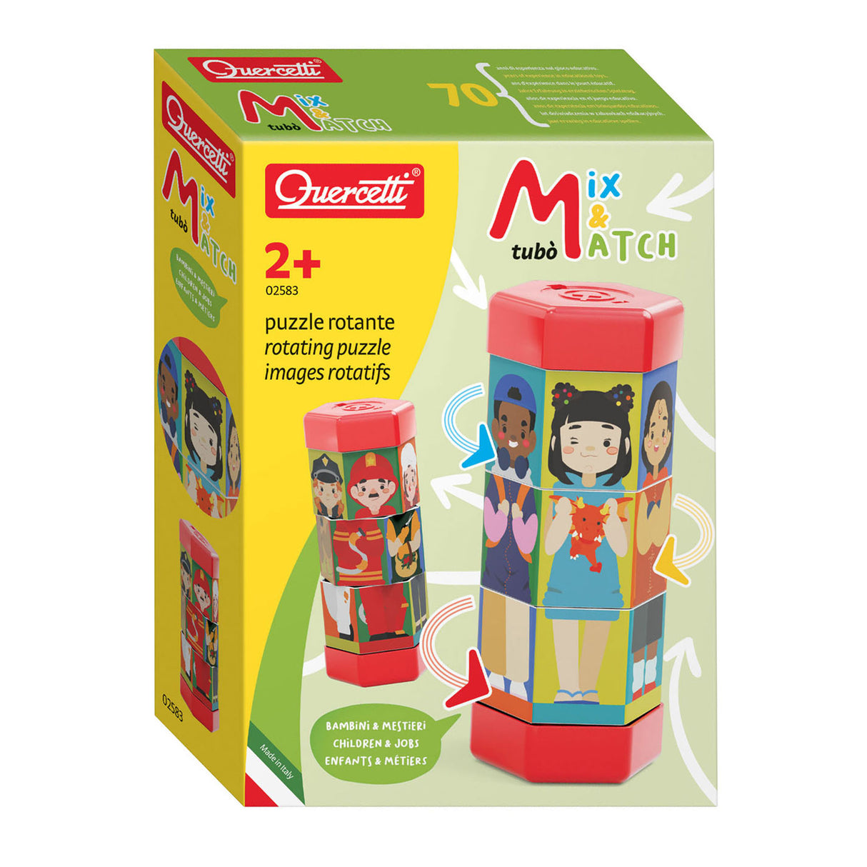 Querchetti Tubo Mix Match Rotating Puzzle Children and Professions