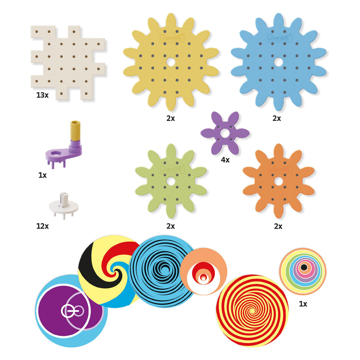 Quercetti Kaleido Gears Play Gear Set, 38dlg.