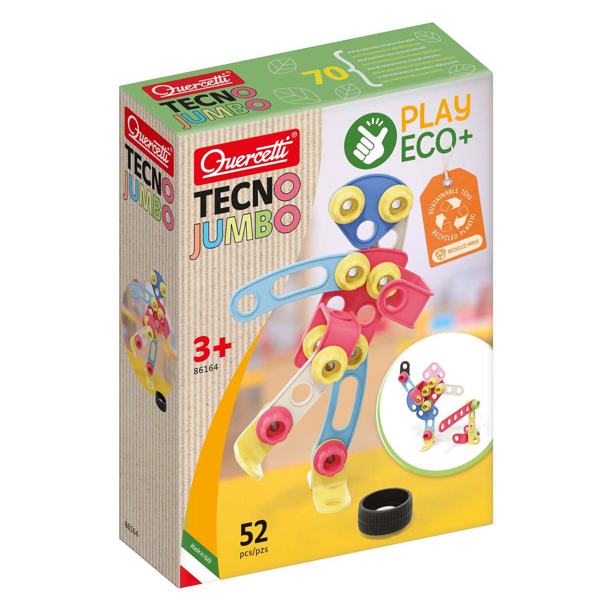 Quercetti Tecno Play Construction Building Set, 52DLG.