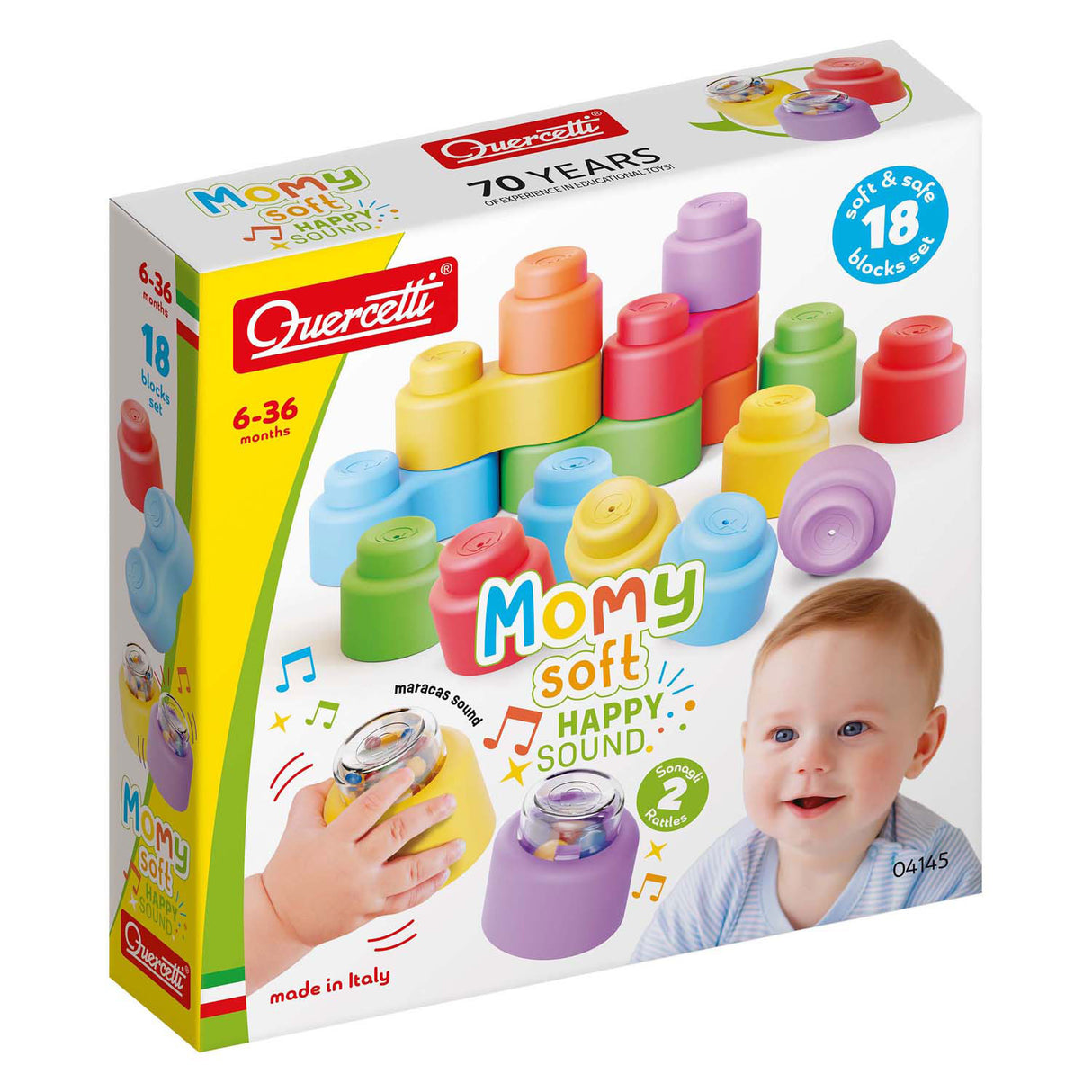 Quercetti Momy Soft Building Blocks con sonido, 18dlg.