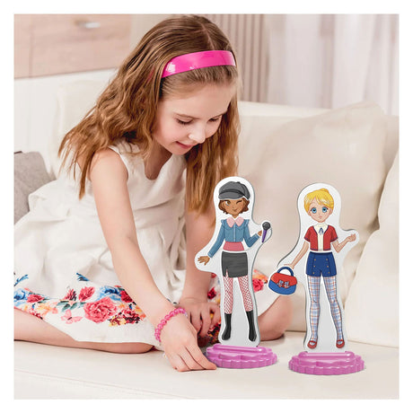 Quercetti magnetic fashion dress-up doll best friends - 57 pieces.