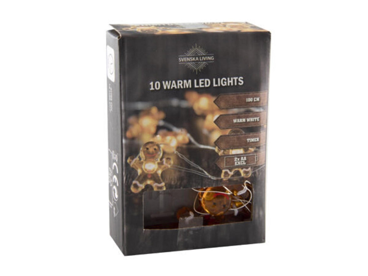 Svenska living string lighting gingerbread man with timer