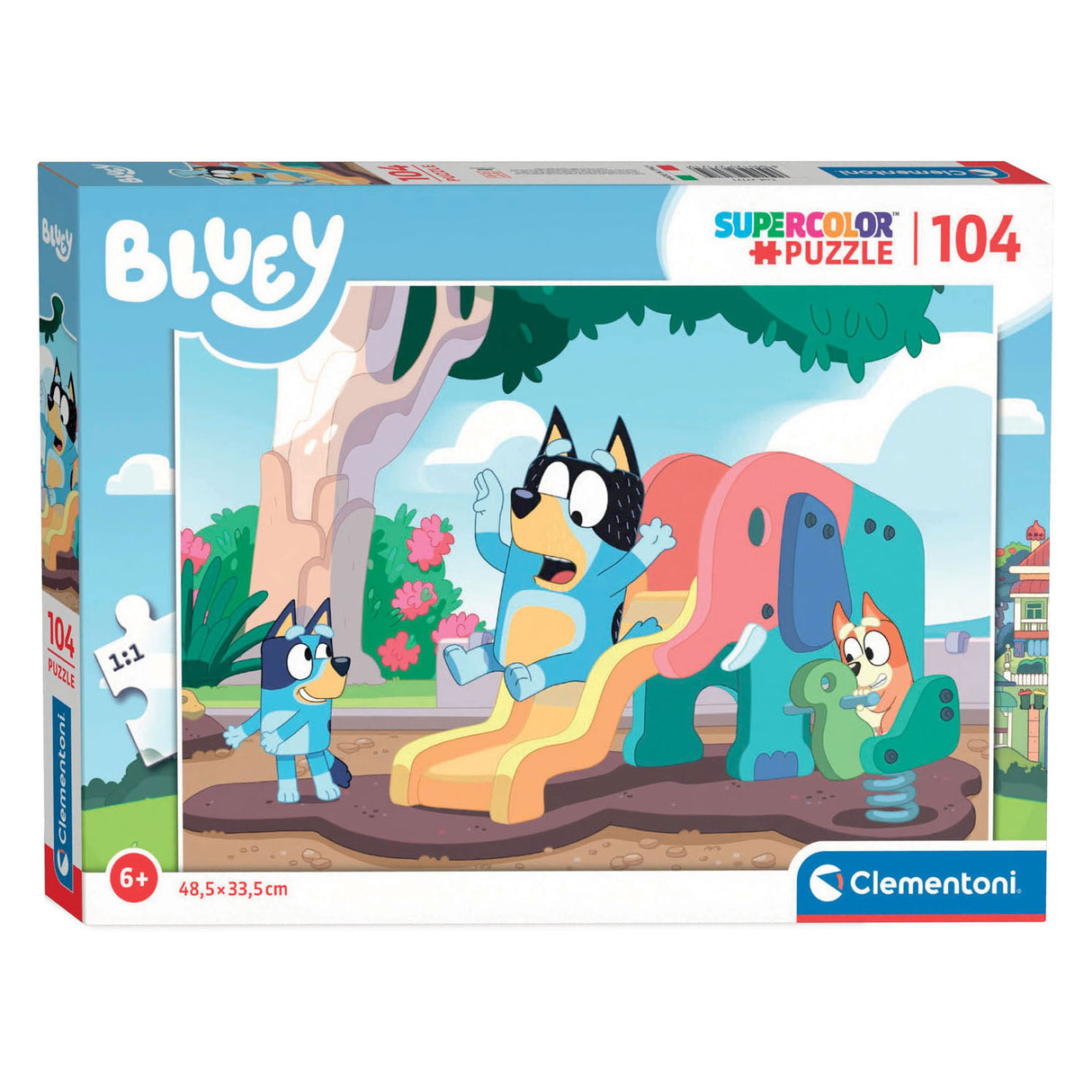 Clementoni Jigsaw Puzzle Bluey på diaset, 104.