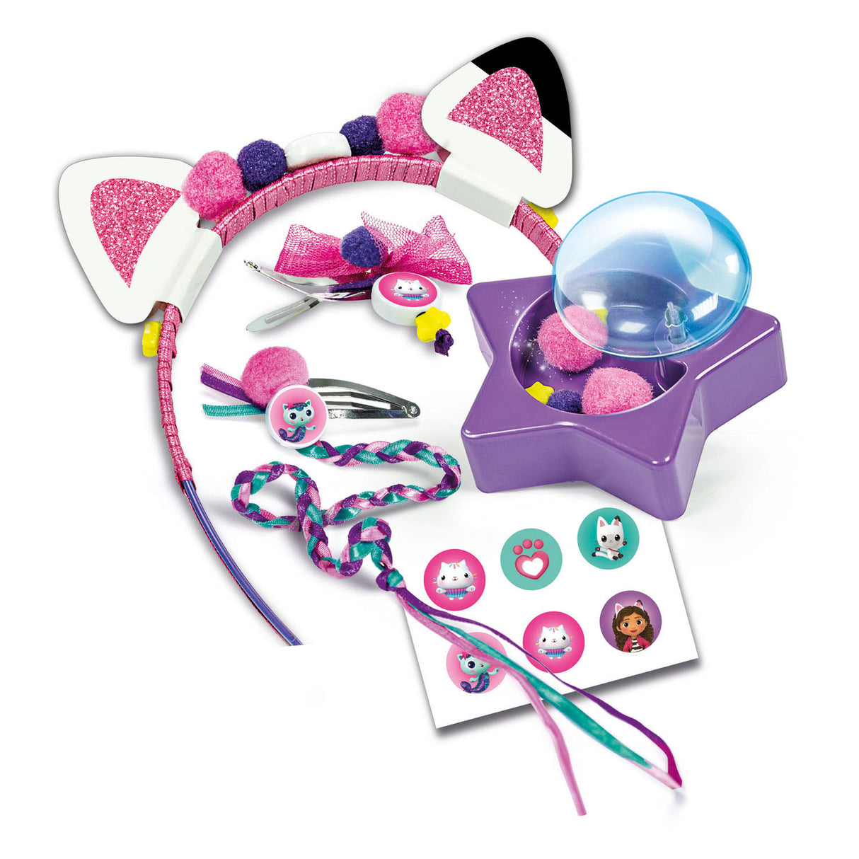 Clementoni - hair accessories for children - gabby's dollhouse - creative set - decorate your own hair accessories - from 4 years