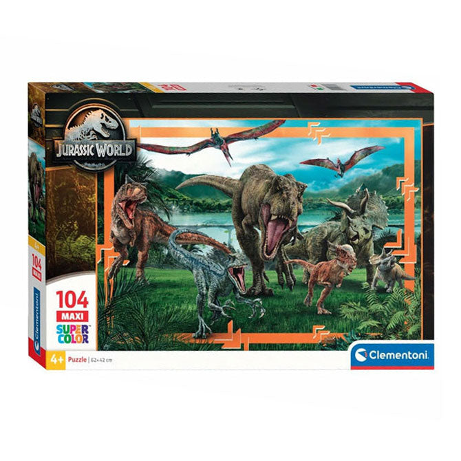 Clementoni jigsaw puzzle super color maxi jurassic world, 104pcs.