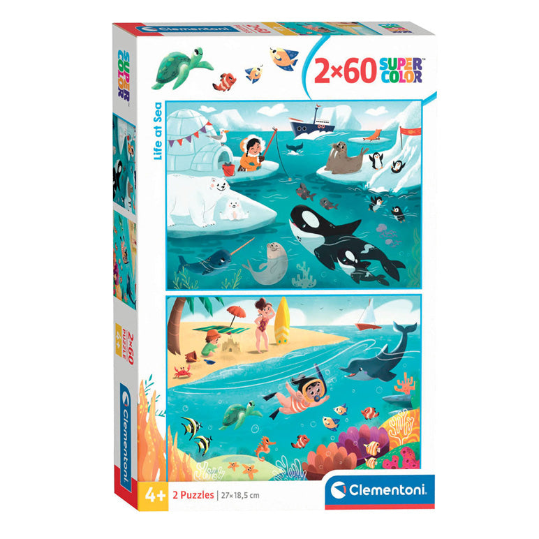 Clementoni Jigsaw Puzzle Super Color Life en mer, 2x60st.