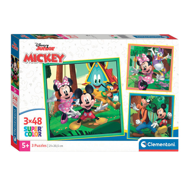 Clementi Jigsaw Puzzle Super Color Square Mickey in Friends, 3x48st.