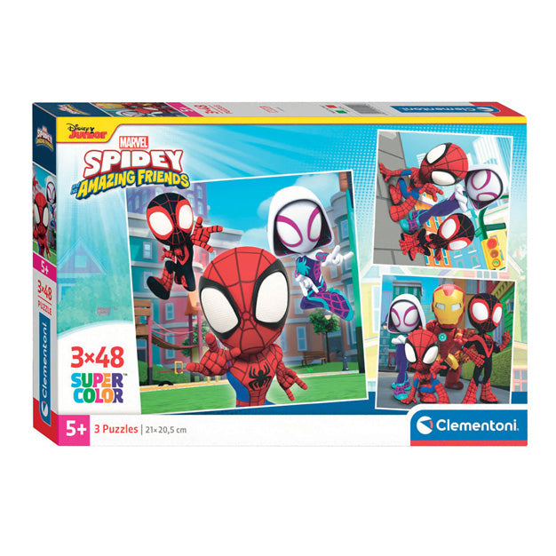 Clementoni Jigsaw Puzzle Super Color Square Spidey og hans venner, 3x48st.