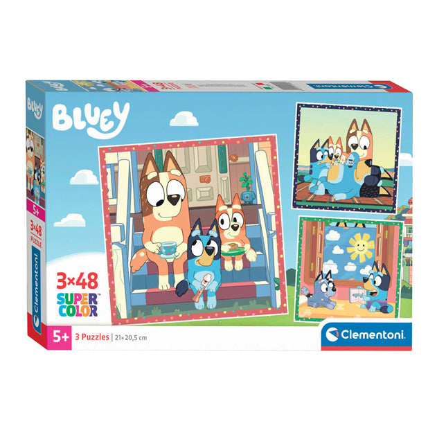 Clementoni jigsaw puzzle Super Color square Bluey, 3x48st.