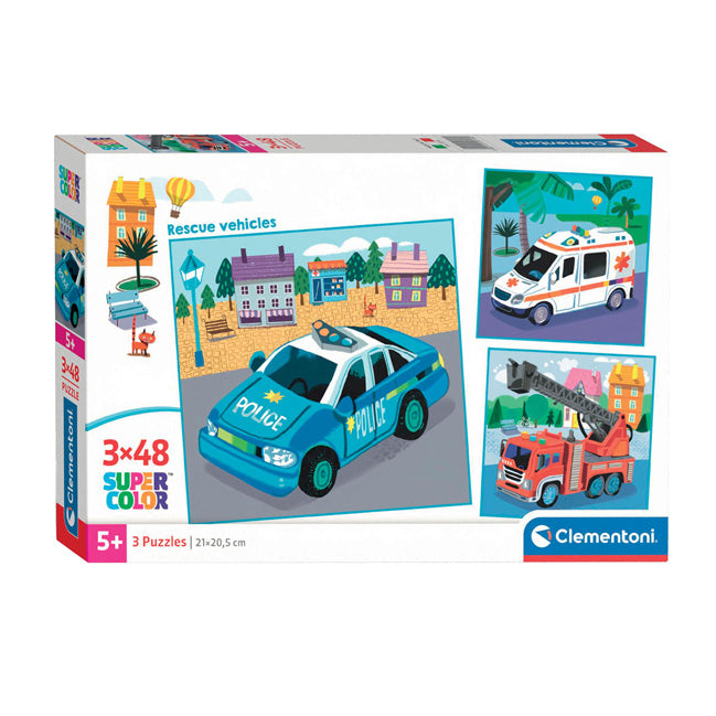 Clementoni Jigsaw Puzzle Super Color Square Emergency Services, 3x48st.