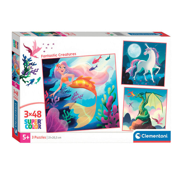 Clementoni Jigsaw Puzzle Super Color Square Fantasy, 3x48st.