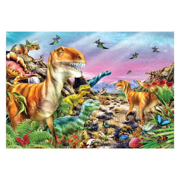 Clemensoni Jigsaw Puzzel Super Faarfland Land vun Dinosaurier, 104ST.