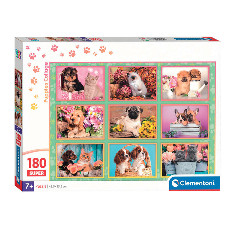 Cleemontoni Jigsaw Puzzel Super Faarf Welpen Collage, 180st.