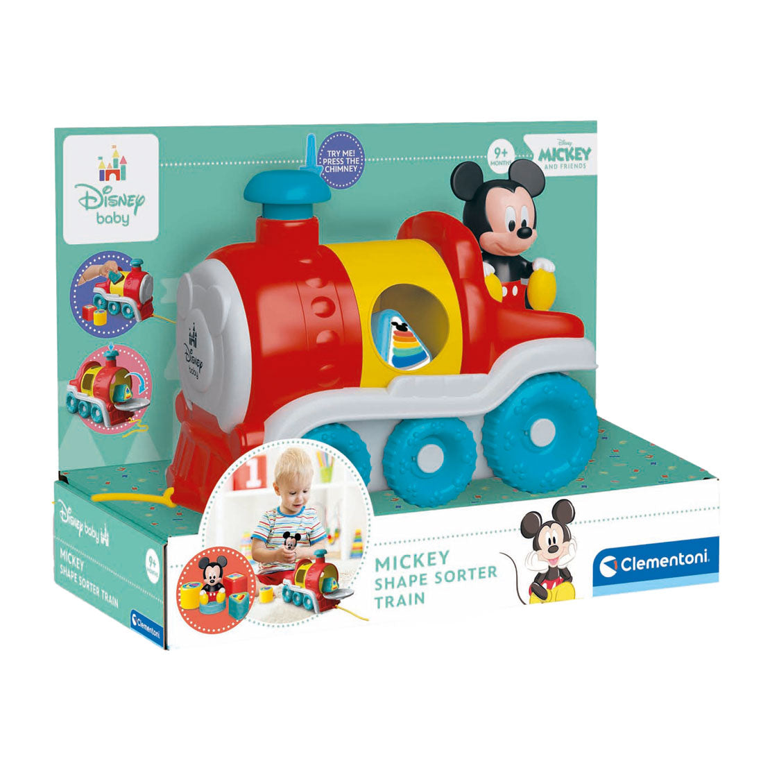 Clementoni baby - disney vormenstoof mickey mouse trein, 5dlg.