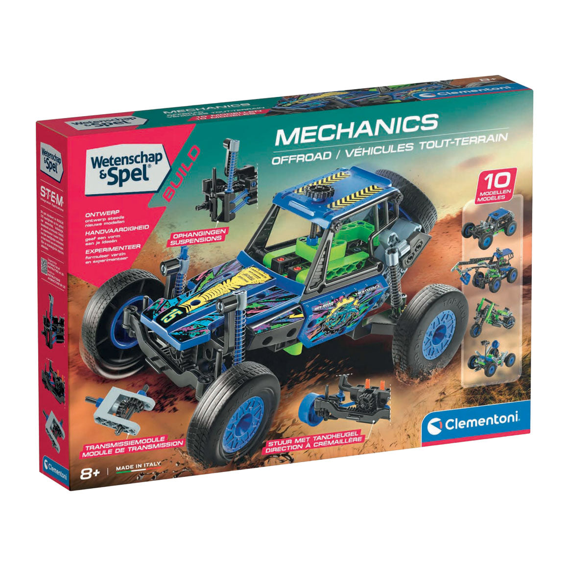 Clementoni wetenschap en spel - mechanics off road bouwset, 10 modellen