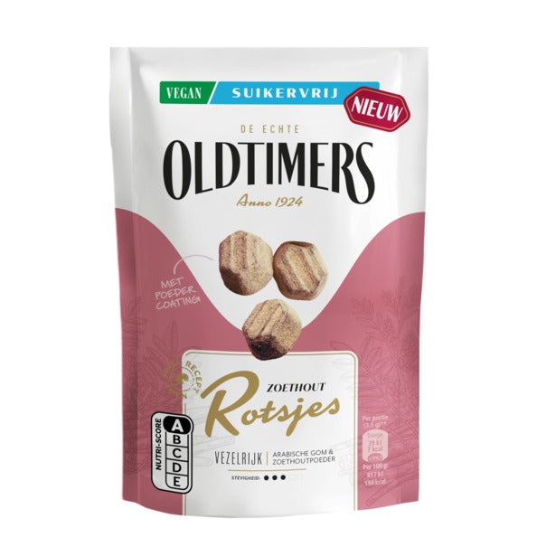 Oldtimers liquorice rocks sugar-free bag (12x 100 gr)