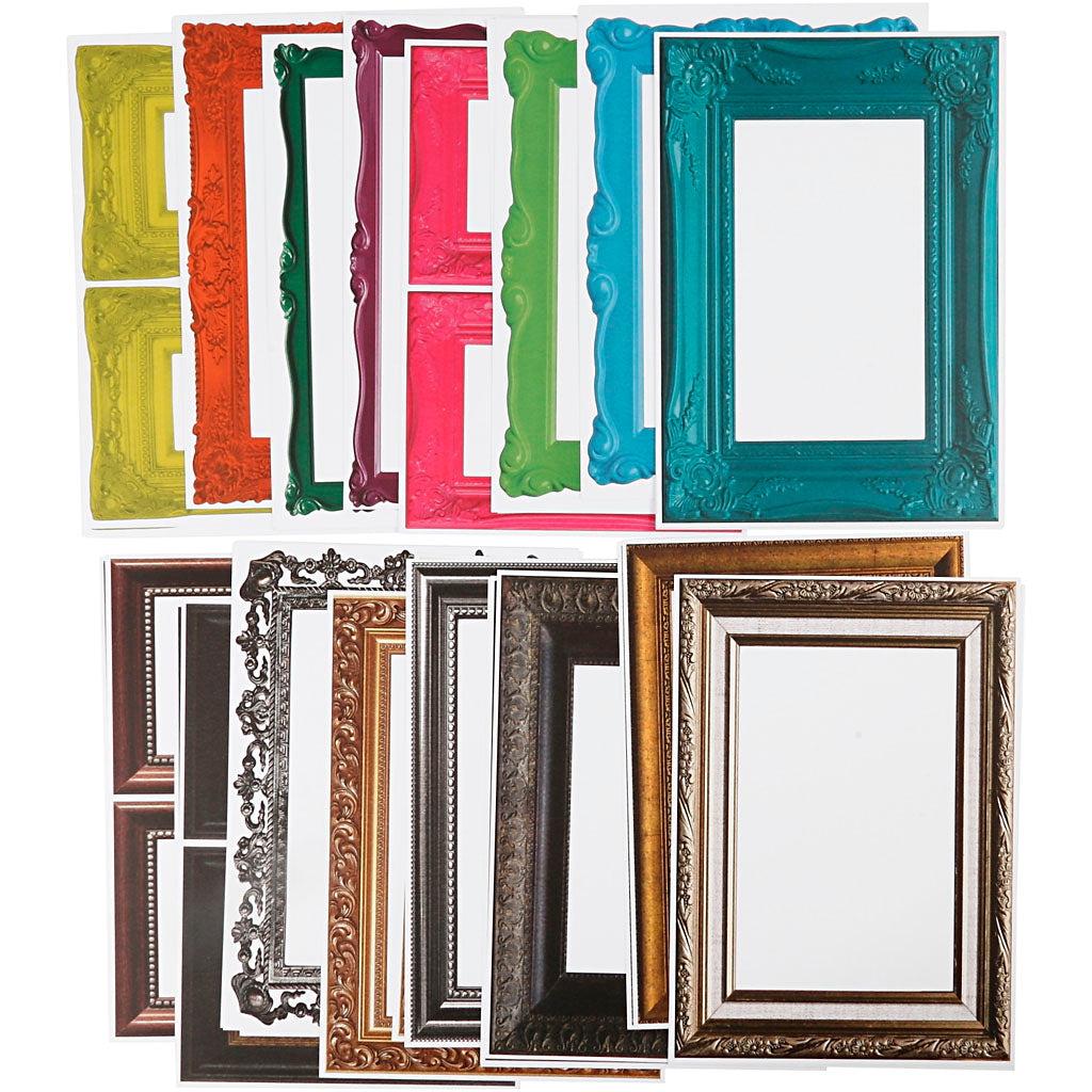 Frames, size 26.2x18.5 cm, various colors, 64 various sheets 1 box