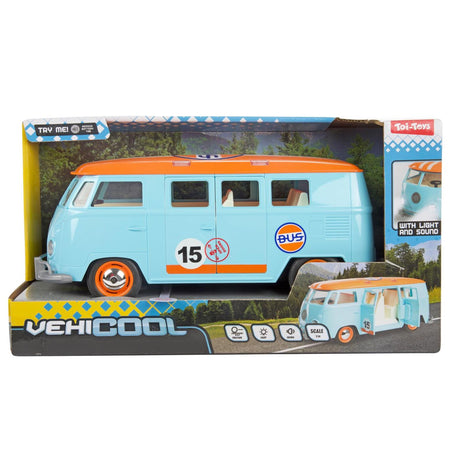 Toi-toys vehicool retro bus 27cm -frictie,licht en geluid