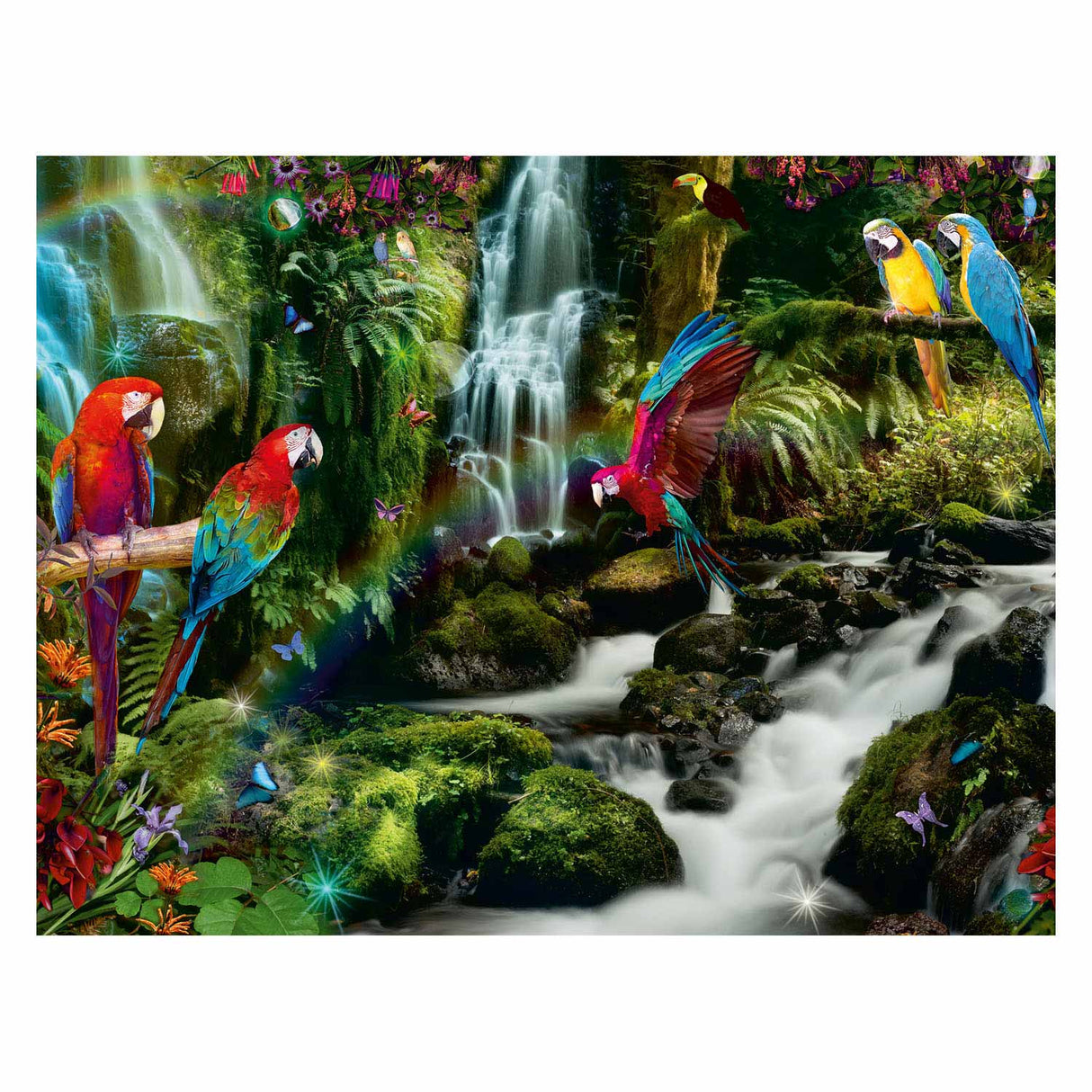 Bonte papegøyer i Jungle Jigsaw Puzzle, 2000st.