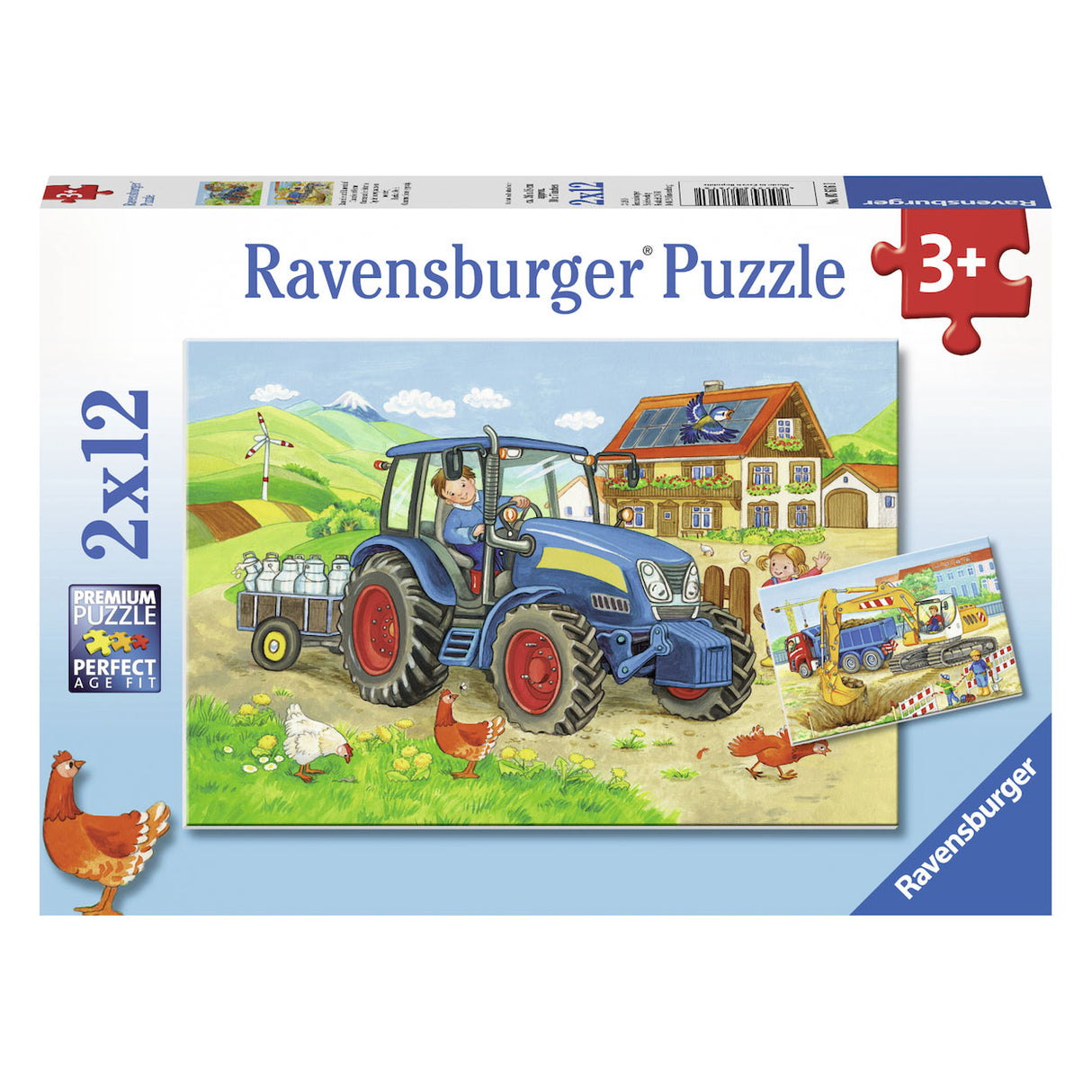 Ravensburger Op de Bouwplaats en Boerderij Puzzel 2x12 stuks