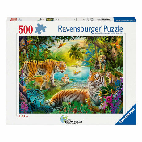 Puzzle Ravensburger Tigres dans l'oasis - Puzzle de 500 pièces.