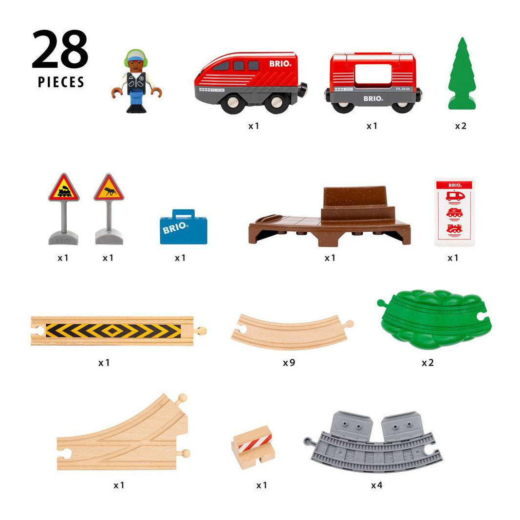 Brio pull back train set - wooden train for children from 3 years