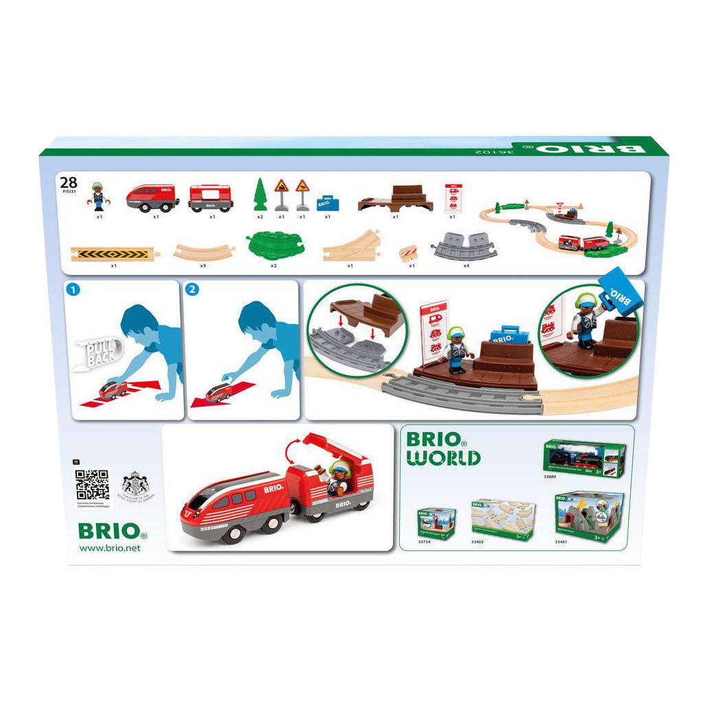Brio pull back train set - wooden train for children from 3 years