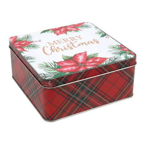 Svenska living storage tin Christmas flower gold 15x15x7cm