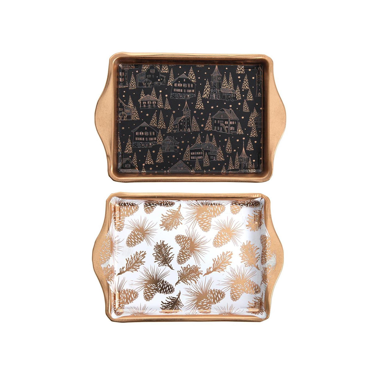 Svenska living kaffebricka 21x14x2cm svart guld och vitguld 2 assorterade