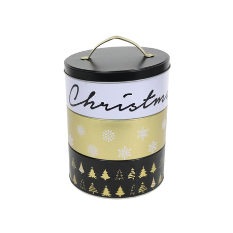 Svenska living storage tin Christmas 3-layer ø16.7x22 24.5cm