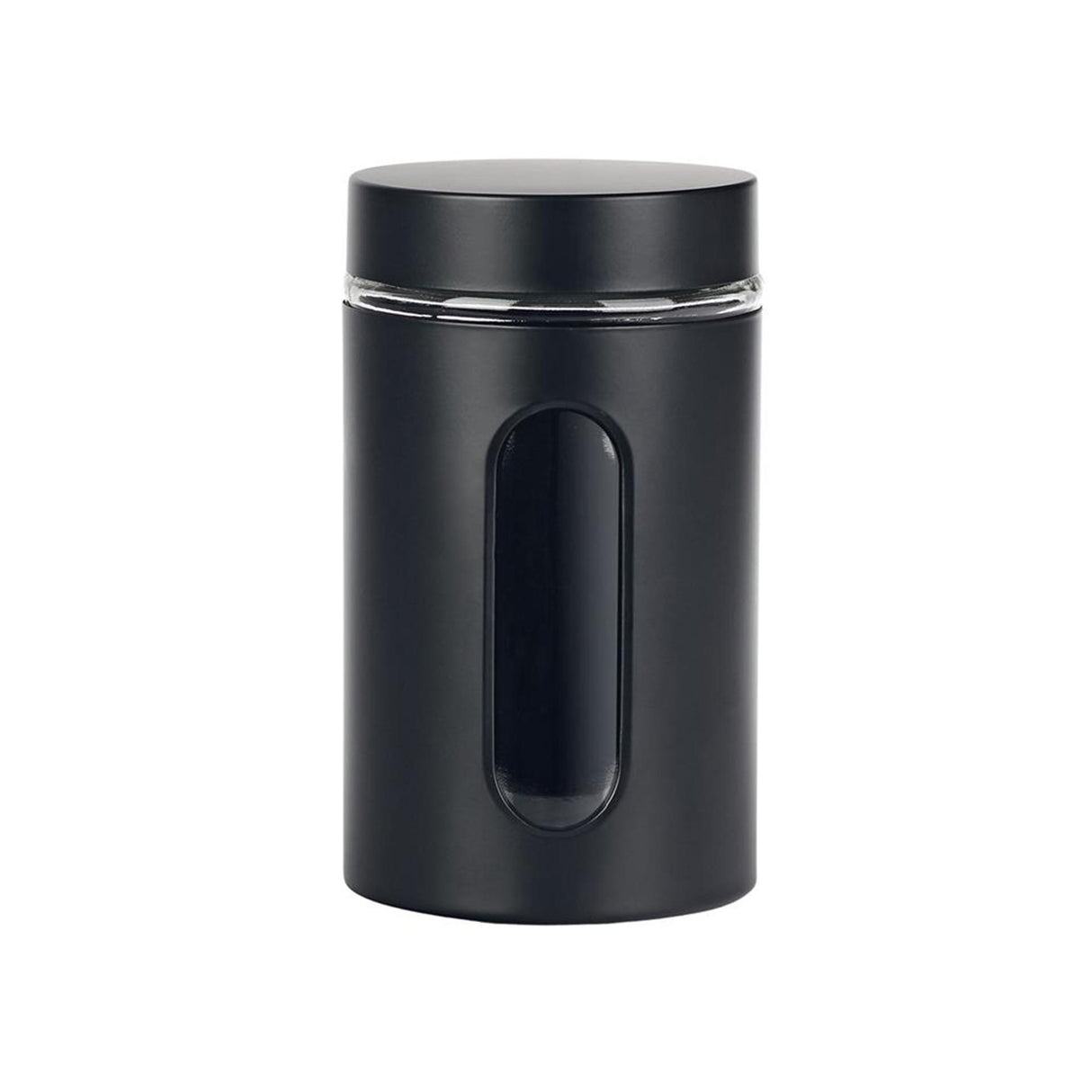 Kitchen tools storage jar window black matt 0.9l glass