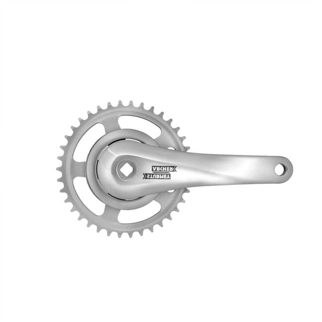 SturmeyArcher Crankset 38T cranklengte 170mm. zilver aluminium spieloos. 92mm cover. -8mm diepte